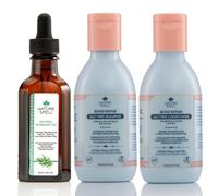 Nature Spell Bond Repair Travel Set, Includes Rosemary Oil, Shampoo & Conditioner, Protecting & Repairing, Vegan, Set of 3