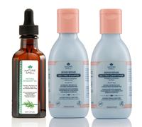 Nature Spell Bond Repair Travel Set, Includes Rosemary Oil, Shampoo & Conditioner, Protecting & Repairing, Vegan, Set of 3