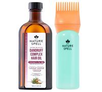 Nature Spell Dandruff Complex Hair Oil with Root Comb Applicator, 150ml | Pre-Diluted Scalp Oil, Helps Reduce Flaking & Soothes Scalp, with Coconut & Tea Tree, Vegan, for All Hair Types