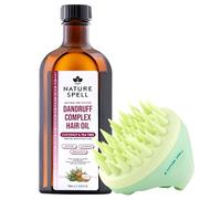 Nature Spell Dandruff Complex Hair Oil with Scalp Massager, Pre-Diluted Scalp Oil Helps Reduce Flaking & Soothes Scalp, with Coconut & Tea Tree, Vegan, For All Hair Types, 150ml