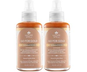 Nature Spell Dry Shimmering Oil for Body & Face, Lightweight, Vegan, 100ml (Pack of 2)