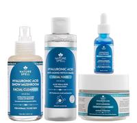 Nature Spell Hyaluronic Acid & Snow Mushroom Hydration Set, Face Wash, Toner, Serum & Face Cream, Deep Skin Moisturising, Vegan, Cruelty Free, Alcohol Free, Pack of 4