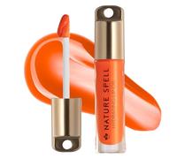 Nature Spell Hydrating Tinted Lip Oil, Havana Mango Mojito, Vegan, 6 ml | Shine Finish, Plumping & Nourishing Lips with Hyaluronic Acid & Sacred Oils, Scented, light orange, non-shimmer