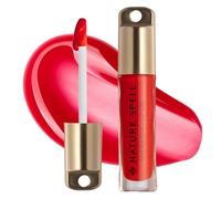 Nature Spell Hydrating Tinted Lip Oil, Marrakech Spice Red, Vegan, 6ml | Shine Finish, Plumping & Nourishing Lips with Hyaluronic Acid & Sacred Oils, Scented, deep red, non-shimmer