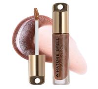 Nature Spell Hydrating Tinted Lip Oil, Shine Finish, Plumping & Nourishing Lips with Hyaluronic Acid & Sacred Oils, Scented, Vegan, Cali Coffee Rush (brown, shimmer) 6ml