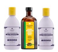 Nature Spell Jamaican Castor and Rosemary blend oil for hair growth with Shampoo and Conditioner set for All Types of Curls, defines and repairs, sulphate free, vegan, Pack of 3