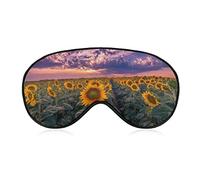 Nature Sunflowers Field Sunrise Sleep Mask Blooming Sunflower Blindfold for Sleeping Elastic Blackout Eye Mask Cover for Full Night's Sleep Travel and Nap