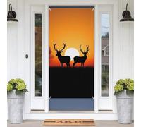 Nature Sunset Deer Door Banners for Front Doors, Spring Summer Decorative Door Cover Welcome Porch Banner Decoration Hanging Wall Background for Party Supplies Indoor Outdoor Home Decor