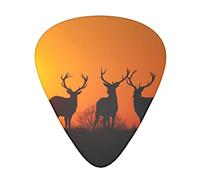 Nature Sunset Deer Guitar Paddle Set Of 12, Suitable For Guitar, Yukri, 3 Thicknesses