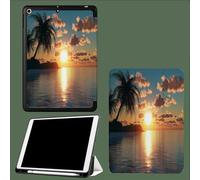 Nature Sunset for iPad 10th Generation Case with Pencil Holder,iPad Case 10th Gen(2022 Model)10.9 Inch iPad 10 Case,10th Gen iPad Cover with Pen Holder for iPad 10th Generation Coconut Trees Beach