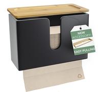 NATURE SUPPLIES Paper Towel Dispenser Wall Mounted with Top Tray Compatible with C-fold Z-fold V-fold Multifold Kitchen Bathroom Commercial Hand Holder, Black