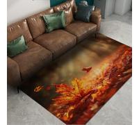Nature Theme 200x280cm Area Rug Fallen Leaves Red Maple Forests Autumn Sunshine Carpet Machine Washable for Living Room Bedroom Home Office Low Pile