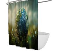 Nature Theme Shower Curtain Forest Grassland Earth Pattern Design Bath Curtain Set with Hooks Watercolor Fabric Dry and Wet Separation 90 x 180 cm