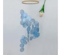 Nature Themed Shell Dreamcatcher Wind Chime for Ambient Sound and Visual Interest in Home Office or Reading Nook (Blue)