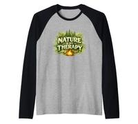 Nature Therapy Funny Outdoor Camper Campfire Nature Shirt Raglan Baseball Tee