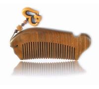 Nature Therapy Green Sandalwood Comb Fish Shape, Sandal Wood Comb anti static 100% Hand Made 12cm (No Gift Bag)
