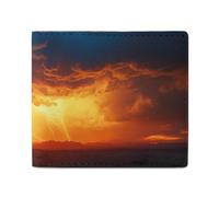 Nature Tornado Bifold Wallet with ID Window Leather Slim Wallet RFID Blocking Compact Purse for Men Women