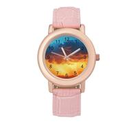 Nature Tornado Women's Leather Watch Easy Reader Minimalist Wristwatch Pink Rose Gold Strap Watches