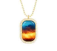 Nature Tornado Women's Square White Diamond Necklace Adjustable Pendant Chain Gift for Mom