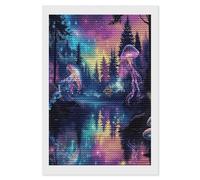 Nature Tree Forest Jellyfish 5D DIY Diamond Art Kits for Adults Diamond Paintings Kits for Beginners with Complete Tools Paint by Diamonds Dot Full Drill Round Art Crafts,Home Wall Art Decor 8"x12"