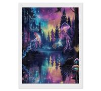 Nature Tree Forest Jellyfish 5D DIY Diamond Art Kits for Adults Diamond Paintings Kits for Beginners with Complete Tools Paint by Diamonds Dot Full Drill Round Art Crafts,Home Wall Art Decor 12"x16"