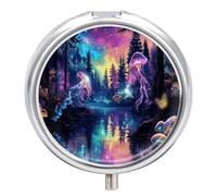 Nature Tree Forest Jellyfish Pill Box Travel Pill Case for Purse Pocket