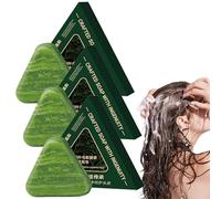 Nature Triangle Shampoo Bar, Cacumen Biotae & Usman Grass Shampoo Soap, Nature Green Soap Shampoo, Strengthen Hair, Improve Frizziness, Gentle Cleansing Hair For Women And Men (3PC)
