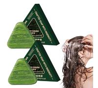 Nature Triangle Shampoo Bar, Cacumen Biotae & Usman Grass Shampoo Soap, Nature Green Soap Shampoo, Strengthen Hair, Improve Frizziness, Gentle Cleansing Hair For Women And Men (2PC)