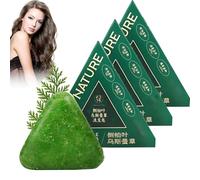 Nature Triangle Shampoo Bar, Green Soap shampoo,Usman Grass Shampoo Soap,Gentle Cleansing,Eliminate Dandruff Shampoo Bar, And Improve Frizziness, Cleansing Hair for Women and Mens (3 Piece)