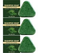 Nature Triangle Shampoo Bar, Nature Green Shampoo Bar, Triangle Green Shampoos Soap, Arborvitae Leaves Shampoos Soap, For Hair Cleaning Care (3pcs)