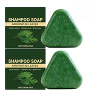Nature Triangle Shampoo Bar, Nature Green Shampoo Bar, Triangle Green Shampoos Soap, Arborvitae Leaves Shampoos Soap, For Hair Cleaning Care (2pcs)