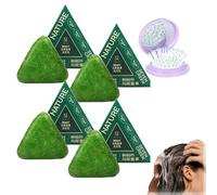 Nature Triangle Shampoo Bar, Nature Seven Green Shampoo, Natural Plant-Based Solid Sham , Gentle Cleansing & Nourishing Care for Healthy-Looking Hair (4PCS)