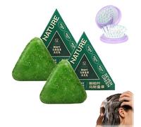Nature Triangle Shampoo Bar, Nature Seven Green Shampoo, Natural Plant-Based Solid Sham , Gentle Cleansing & Nourishing Care for Healthy-Looking Hair (2PCS)