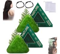 Nature Triangle Shampoo Bar, Nature Seven Green Soap Shampoo, 120g Glutinous Rice Water Solid Shampoos Bar, Gentle Cleansing, Calming & Strengthens Hair for Women and Mens (2pcs)