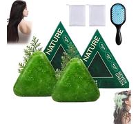 Nature Triangle Shampoo Bar, Nature Seven Green Soap Shampoo, 120g Glutinous Rice Water Solid Shampoos Bar, Natural Plant-Based, Calming & Strengthens Hair for Women and Mens (2pcs)