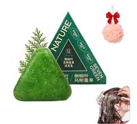 Nature Triangle Shampoo Bar, Nature Seven Green Soap Shampoo Bar, Usman Grass Glutinous Rice Water Solid Soap, Natural Organic Plant-Based, Calming & Strengthens Hair for Women and Men (1PC)