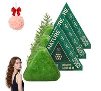 Nature Triangle Shampoo Bar, Nature Seven Green Soap Shampoo Bar, Usman Grass Glutinous Rice Water Solid Soap, Natural Organic Plant-Based, Calming & Strengthens Hair for Women and Men (3PCS)