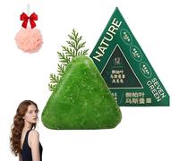 Nature Triangle Shampoo Bar, Nature Seven Green Soap Shampoo Bar, Usman Grass Glutinous Rice Water Solid Soap, Natural Organic Plant-Based, Calming & Strengthens Hair for Women and Men (1PC)