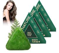Nature Triangle Shampoo Bar, Nature Seven Green Soap Shampoo, Calming & Strengthens Hair for Women and Mens, Ginseng & Polygonum for Thickening & Darkening Hair (3PC)