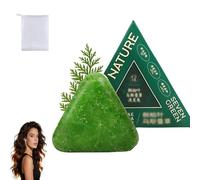 Nature Triangle Shampoo Bar, Nature Seven Green Soap Shampoo for Hair Care, Moisturize and Care for The Scalp, Gentle Cleansing Solid Shampoos Bar, Improve Frizziness Hair (1 pcs)