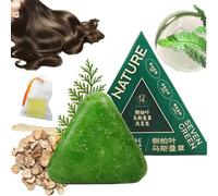 Nature Triangle Shampoo Bar, Nature Seven Green Soap Shampoo,Grass Shampoo Bar,Ginseng & Polygonum for Thickening & Darkening Hair,Calming & Strengthens Hair for Women and Mens (1 Pcs)
