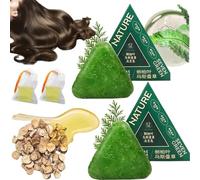 Nature Triangle Shampoo Bar, Nature Seven Green Soap Shampoo,Grass Shampoo Bar,Ginseng & Polygonum for Thickening & Darkening Hair,Calming & Strengthens Hair for Women and Mens (2 Pcs)