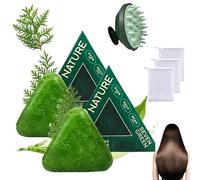Nature Triangle Shampoo Bar, Nature Seven Green Soap Shampoo, Natural Plant-Based Solid Shampoos, Calming & Strengthens Hair for Women and Mens (2PCS)