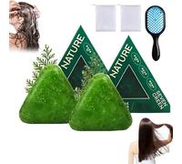 Nature Triangle Shampoo Bar, Nature Seven Green Soap Shampoo, Seven Green Shampoo bar, 120g Glutinous Rice Water Solid shampoo bar, Calming & Strengthens Hair for Women and Men (2pcs)