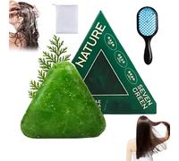Nature Triangle Shampoo Bar, Nature Seven Green Soap Shampoo, Seven Green Shampoo bar, 120g Glutinous Rice Water Solid shampoo bar, Calming & Strengthens Hair for Women and Men (1pc)