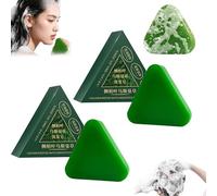Nature Triangle Shampoo Bar, Nature Seven Green Soap Shampoo, Usman Grass Shampoos Bar, Rich Lather, Travel-Friendly for All Hair Types, Gentle on Hair & Scalp, For Women and Mens (s1 2pcs)