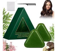Nature Triangle Shampoo Bar, Nature Seven Green Soap Shampoo with Isatis Root, Gentle Cleansing & Nourishing Care for Healthy-Looking Hair, Rich Lather for Women and Mens (2Pcs)