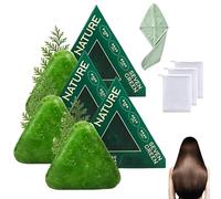 Nature Triangle Shampoo Bar, seven green shampoo soap, Natural Plant-Based, Calming & Strengthens Hair for Women and Men (3PCS)