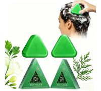 Nature Triangle Shampoo Bar, Usman Grass & Nature Seven Green Soap Solid Shampoo, Natural Plant-Based, Calming & Strengthens Hair for Women and Men All Hair Types (2PCS)