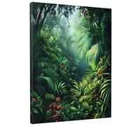 Nature Tropical Jungle Canvas Prints Wall Art 16 * 20 x1, 3D Tree Plant Wall Art for Living Room Bathroom, Big Small Vertical Rainforest Scenic Decorative BedroomWomen Men